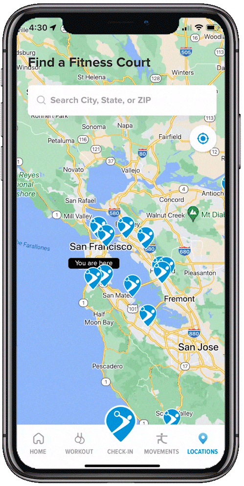View of Fitness Court interactive map