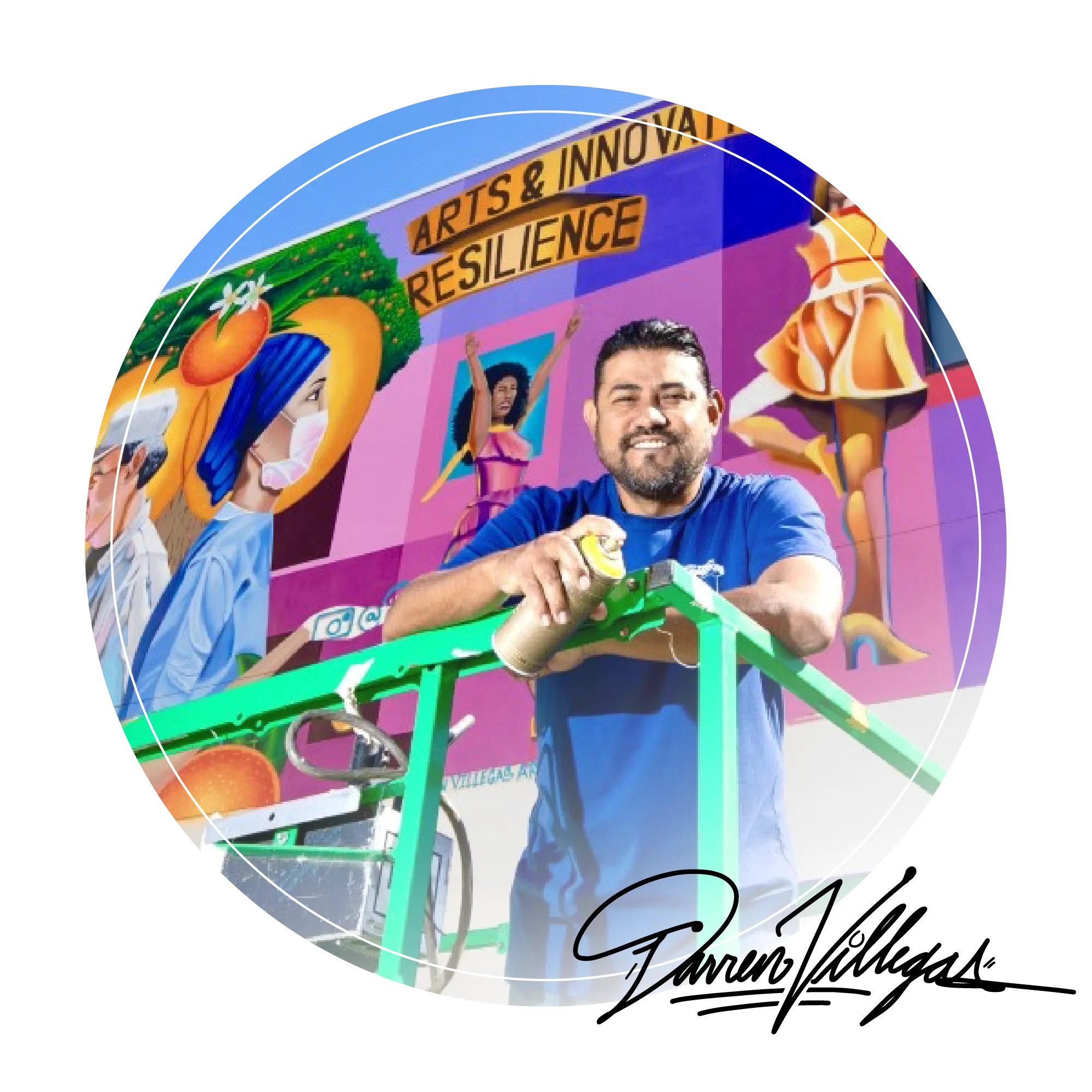 headshot and signature of local artist