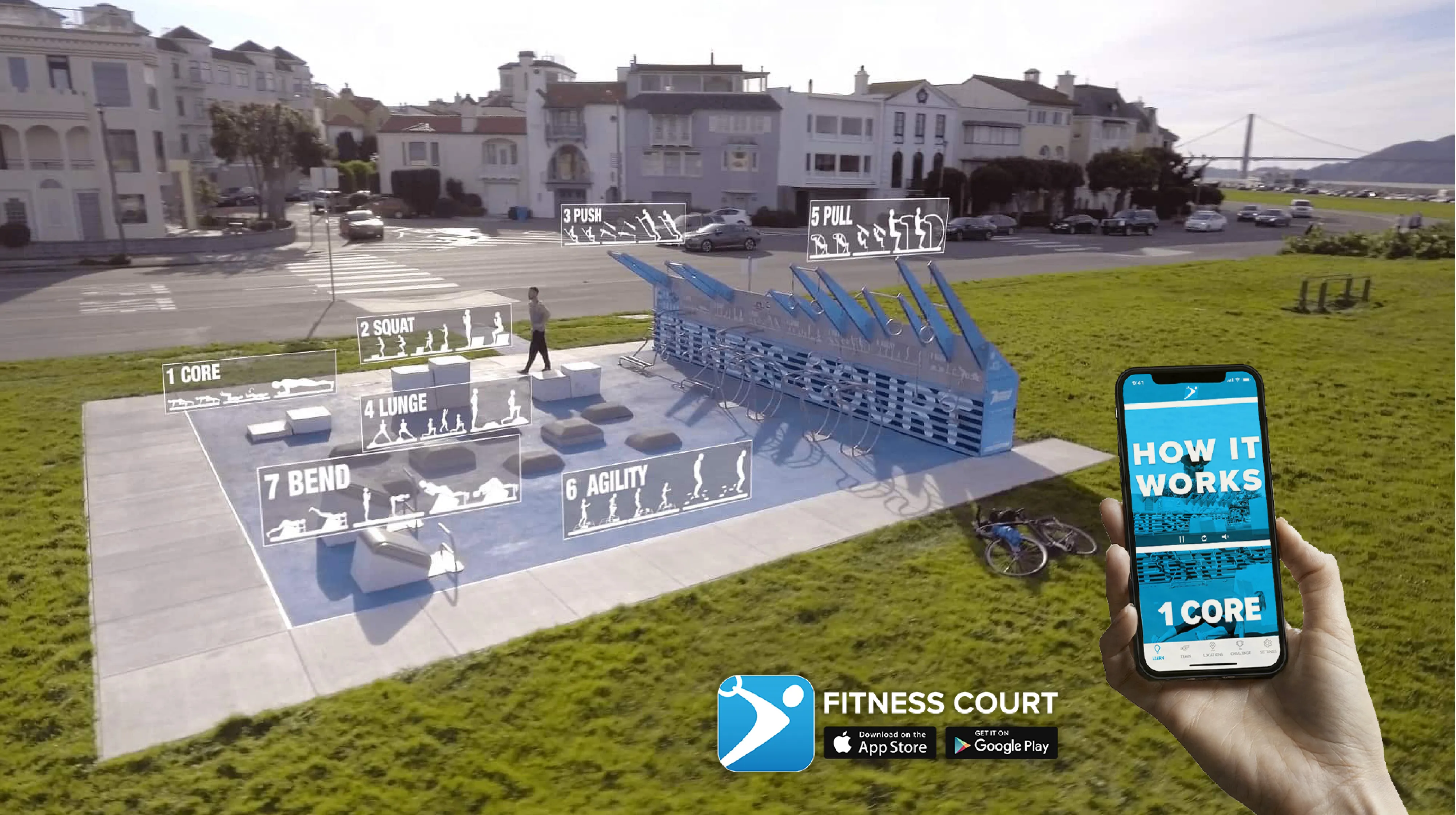 A digitally activated outdoor gym, The Fitness Court